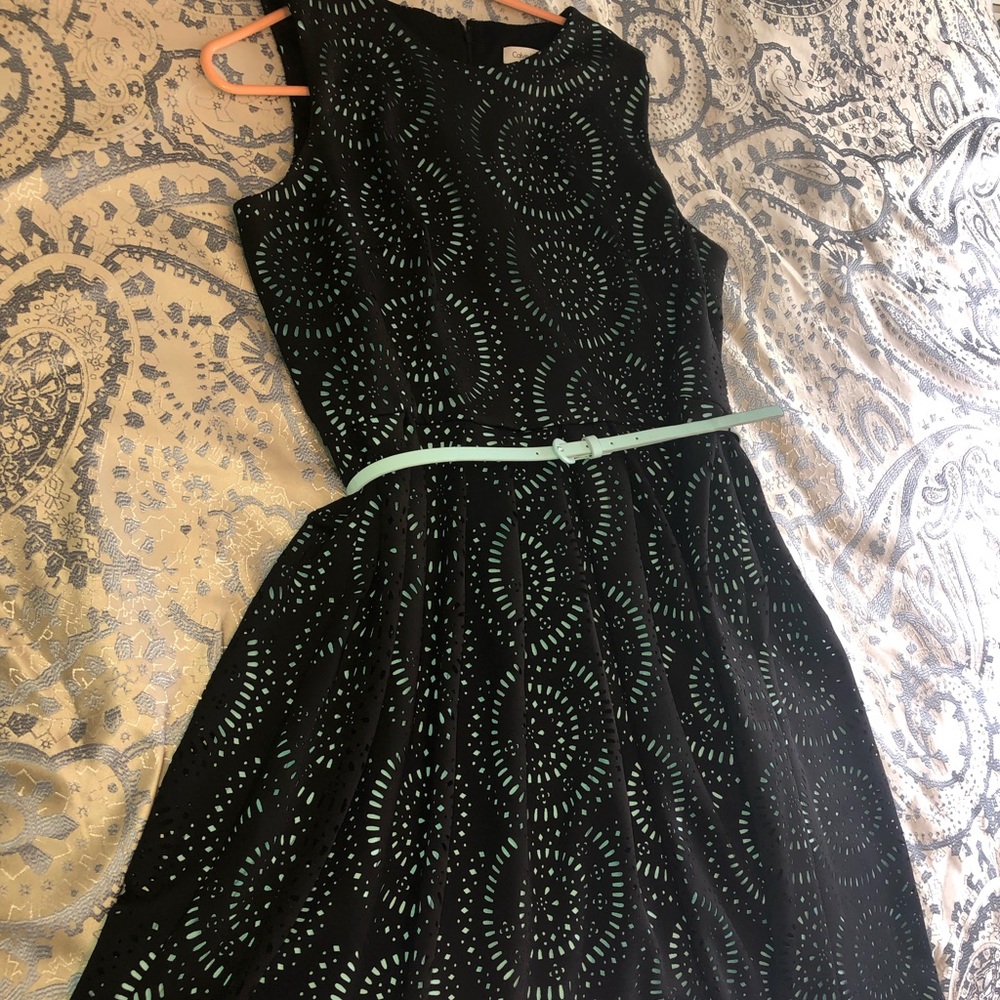Blue and black midi dress